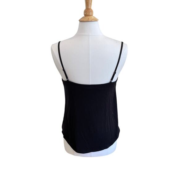 PJ Salvage Black Stretch Frayed Edge Lace Camisole Spaghetti Straps, Size M - Picture 4 of 10